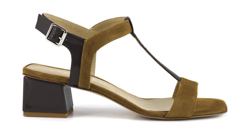 SANDALO MODELLOT IN VERNICE E PELLE SCAMOSCIATA