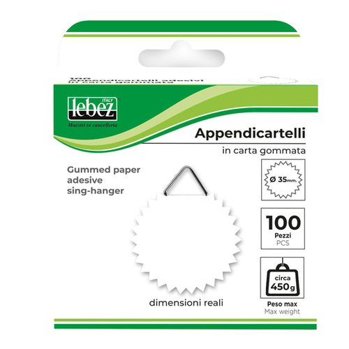 Scatola 100 Appendicartelli Adesiv. Carta Gommata Art.263