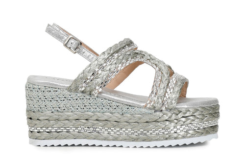 SANDALO GABBIA CON RAFFIA E STRASS
