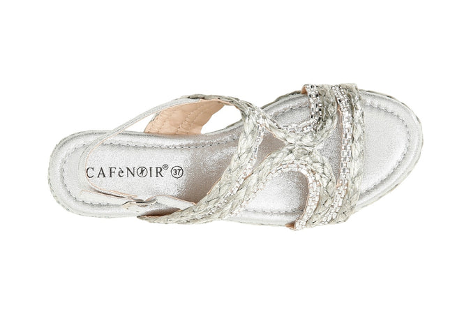SANDALO "GABBIA" CON RAFFIA E STRASS