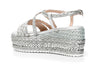 SANDALO INCROCIO CON RAFFIA E STRASS