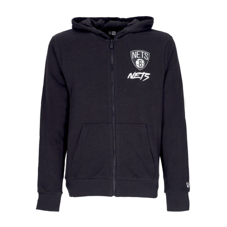 NEW ERA Felpa Leggera Cappuccio Zip Uomo Nba Script Graphic Fz Bronet Black/white da uomo