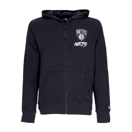 NEW ERA Felpa Leggera Cappuccio Zip Uomo Nba Script Graphic Fz Bronet Black/white da uomo