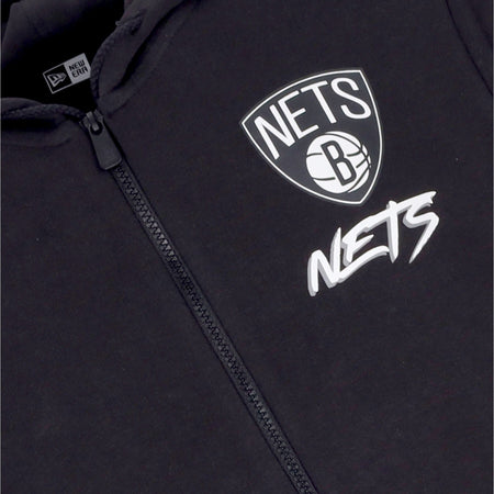 NEW ERA Felpa Leggera Cappuccio Zip Uomo Nba Script Graphic Fz Bronet Black/white da uomo