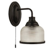 Applique Contemporanea Highworth Acciaio Nero Trasparente 1 Luce E27