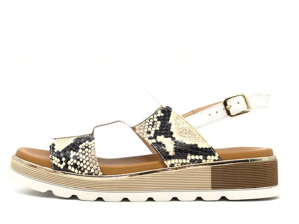 DONNA SOFT Sandali pelle bianca pitone old roccia