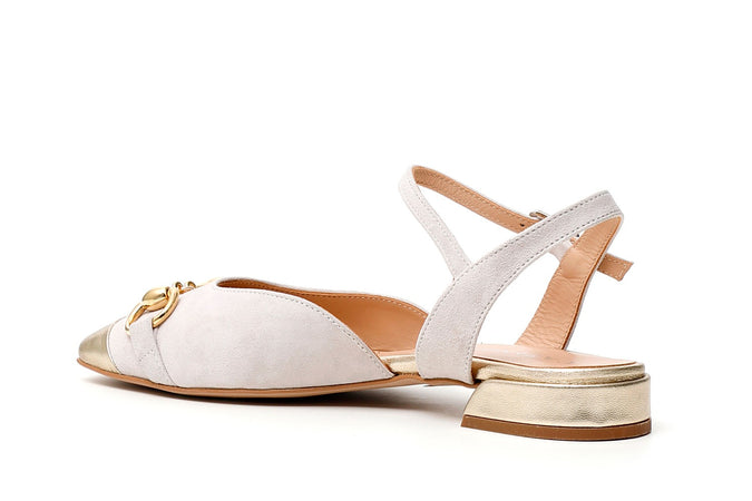 BALLERINA APERTA DIETRO IN PELLE SCAMOSCIATA CON ACCESSORIO