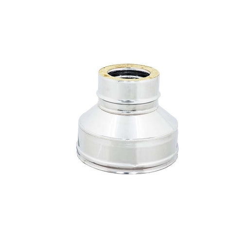 Riduzione inox doppia parete da Di 100 - De 150 mm a Di 80 - De 130 mm