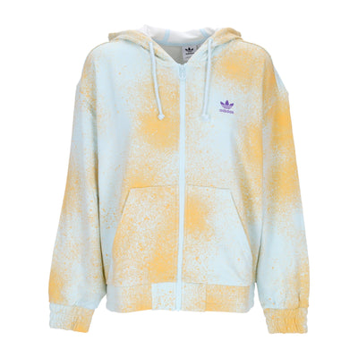 Adidas Felpa Leggera Cappuccio Donna All Over Print Full Zip Hoodie Almost Blue/hazy Orange da donna