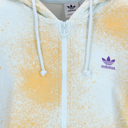 Adidas Felpa Leggera Cappuccio Donna All Over Print Full Zip Hoodie Almost Blue/hazy Orange da donna