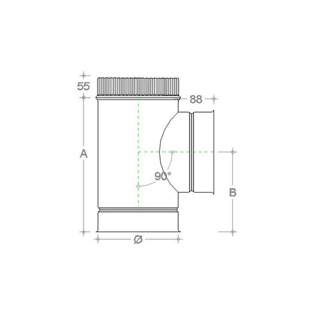 Raccordo a T braga a 90° zincata da 230mm spessore 6 decimi