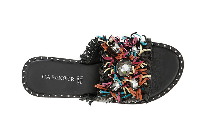 CIABATTA IN PELLE INTRECCIATA CON ACC. STRASS
