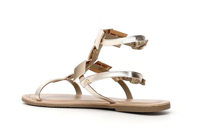 SANDALO DOPPIA FIBBIA IN PELLE CON ACCESSORI IN METALLO