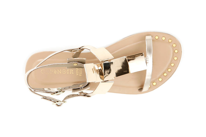 SANDALO DOPPIA FIBBIA IN PELLE CON ACCESSORI IN METALLO