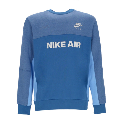 Nike Felpa Girocollo Uomo Sportswear Air Brushed-back Crew Dk Marina Blue/htr/light Bone da uomo