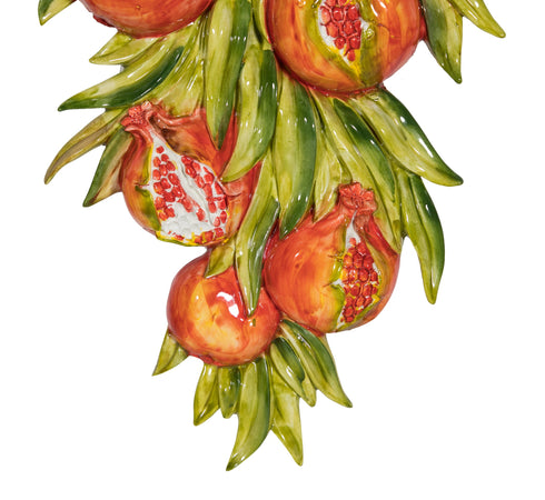 Biscottini Biscottini Fregio Decorazione Murale Melograni Ceramica Dipinto Mano Shabby