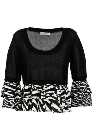 MAGLIA IN VISCOSA E TESSUTO ALLE MANICHE