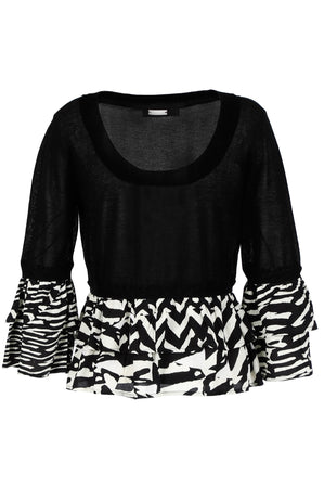 MAGLIA IN VISCOSA E TESSUTO ALLE MANICHE