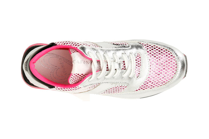 SNEAKER IN SIMILPELLE LAMINATA E RETE GLITTER
