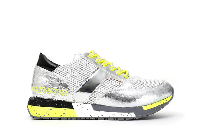 SNEAKER IN SIMILPELLE LAMINATA E RETE GLITTER