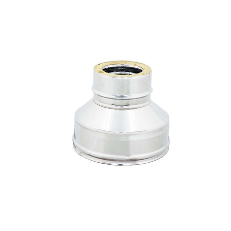 Riduzione inox doppia parete da Di 180 - De 230 mm a Di 100 - De 150 mm