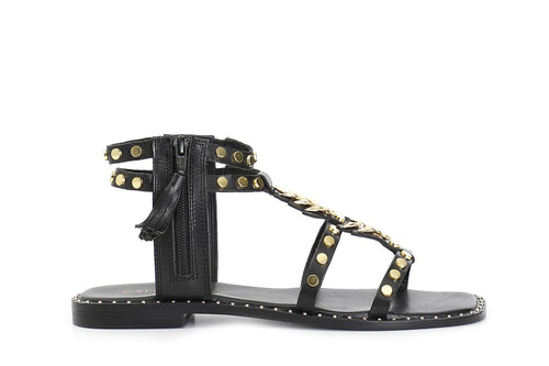 SANDALO IN PELLE CON ZIP LATERALE