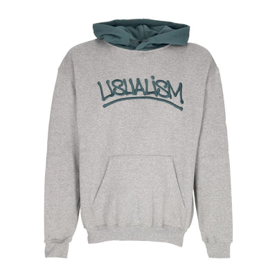 USUAL Felpa Cappuccio Uomo Usualism Hoodie Heather Grey/dark Green da uomo