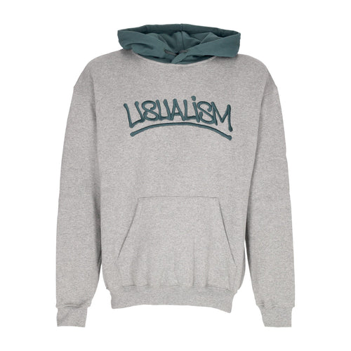USUAL Felpa Cappuccio Uomo Usualism Hoodie Heather Grey/dark Green da uomo