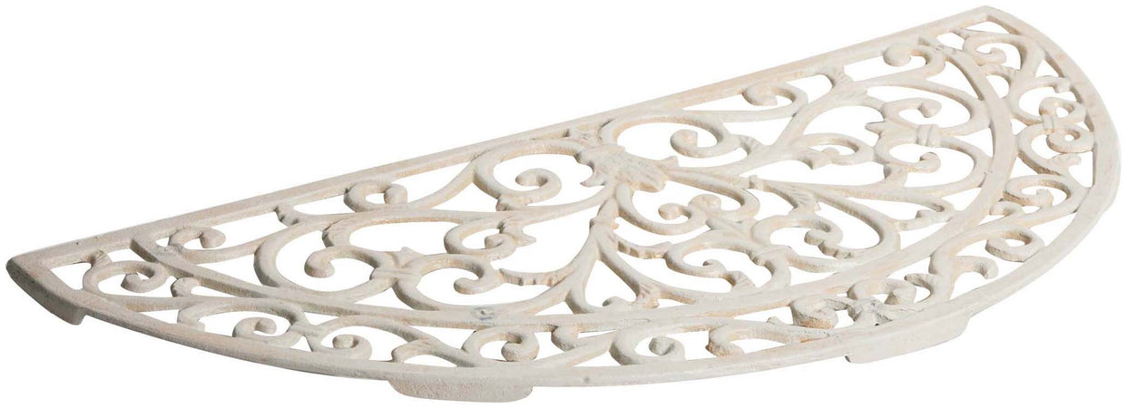 Biscottini Zerbino in ghisa finitura bianca anticata L68,5xPR32xH1,5 cm mezzaluna Offerta