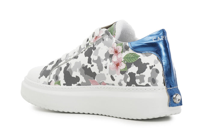 SNEAKERS IN PELLE CON STAMPA MIMETICO-FLOREALE