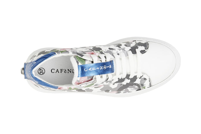 SNEAKERS IN PELLE CON STAMPA MIMETICO-FLOREALE