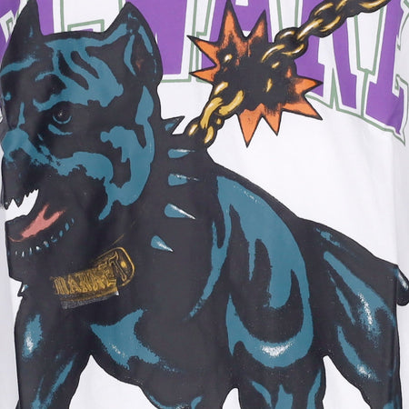 MARKET Maglietta Uomo Beware Dog Washed Tee White da uomo