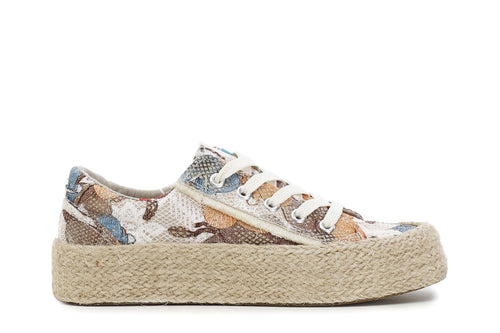 SNEAKER IN TESSUTO STAMPA FLOREALE CON RIPORTO SULLA FASCIA CORDA