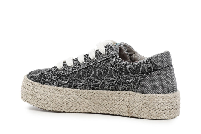 SNEAKER FASCIA CORDA IN CANVAS RICAMATO