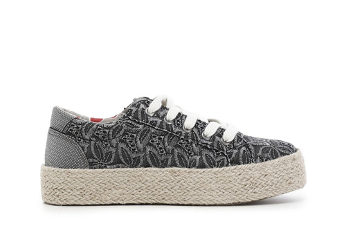 SNEAKER FASCIA CORDA IN CANVAS RICAMATO