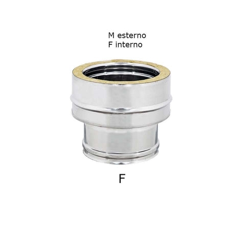 Raccordo inox mono parete F 130mm a doppia parete FM Di 130 - De 180 mm