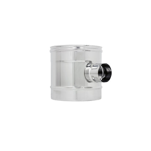 Raccordo inox Di 80 - De 130 mm  a T braga doppia paretecodino mono parete M 80mm