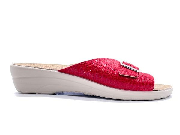 FLY FLOT Ciabatta Donna con fibbia Baricella Rosso