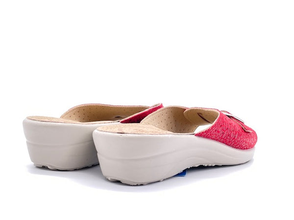 FLY FLOT Ciabatta Donna con fibbia Baricella Rosso