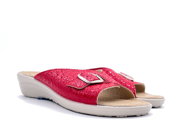 FLY FLOT Ciabatta Donna con fibbia Baricella Rosso