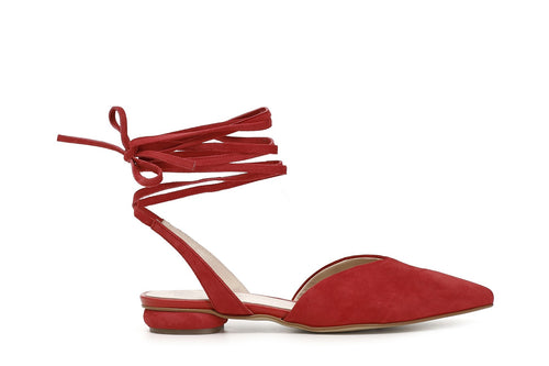 BALLERINA IN CAMOSCIO CON LACCI ALLA CAVIGLIA