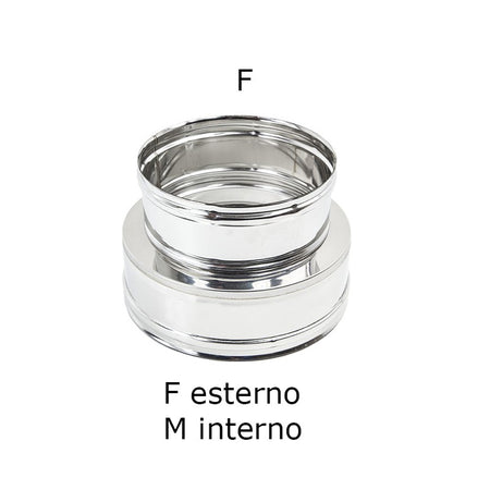 Raccordo inox mono parete F 130mm a doppia parete MF Di 130 - De 180 mm