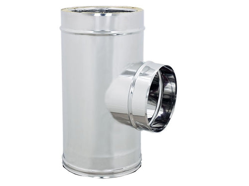 Raccordo inox Di 100 - De 150 mm a T braga doppia parete codino mono parete M 100mm