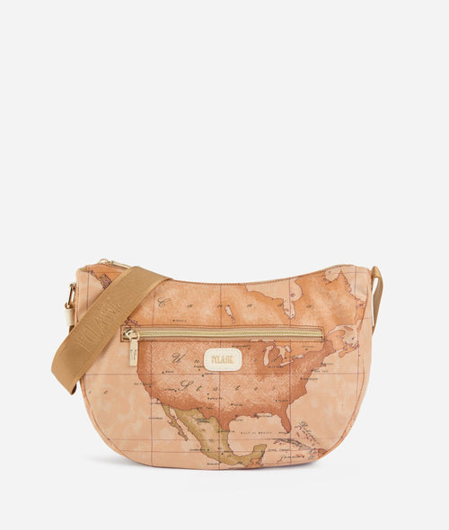 Borsa donna tracolla 1ª Classe mezzaluna media Soft Petals Geo Classic avorio