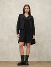 Blauer chiodo donna Zamora in nylon nero con zip