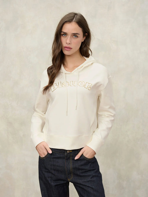 Blauer felpa donna Fayette con cappuccio e logo dorato