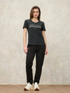 T-shirt Donna Blauer Graham 26SBLDH02411 con logo glitterato – Nero