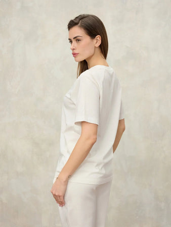T-shirt donna Blauer Havey con scudo decorato in perline mod  Havey