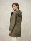 Blauer impermeabile donna Thrush lungo con cappuccio verde