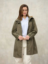 Blauer impermeabile donna Thrush lungo con cappuccio verde